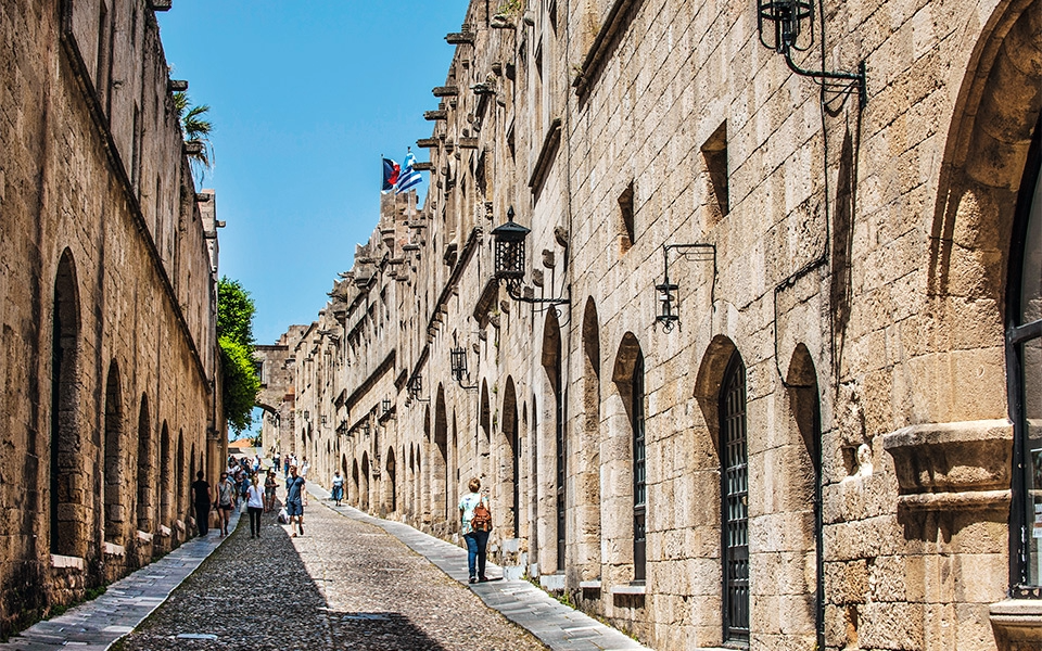 Street view inside Rhodes Old Town medieval city